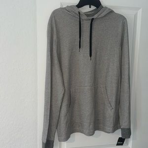 MENS XL HOODED LONG SLEEVE GREY TEE